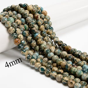 Natural Snake Skin Jasper Smooth Round Beads 4mm 6mm 8mm 10mm 15.5&#39;&#39; Strand