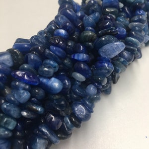Natural Blue Kyanite Irregular Pebble Nugget Chips Beads Approx 7-8mm 34" Strand
