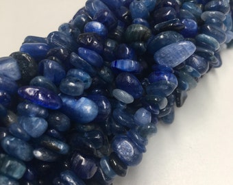 Natural Blue Kyanite Irregular Pebble Nugget Chips Beads Approx 7-8mm 34" Strand