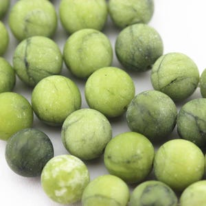 Natural Green Jade Matte Round Beads 4mm 6mm 8mm 10mm 12mm 15.5&quot; Strand