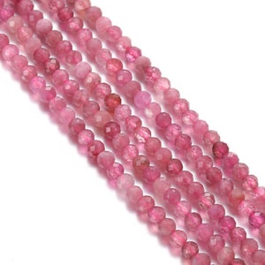 Natural Pink Tourmaline Faceted Round Beads 2mm 3mm 4mm 5mm 15.5 Strand image 2