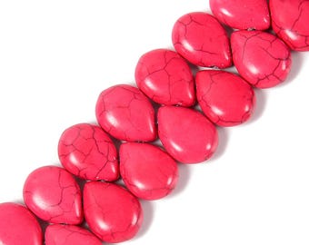 Pink Color Howlite Turquoise Top Drill Teardrop Beads Size 15x20mm 15.5'' Strand