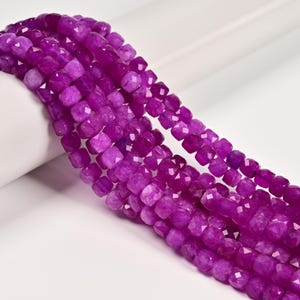Sugilite Color Dyed Jade Faceted Cube Beads Size 7mm 15.5&#39;&#39; Strand