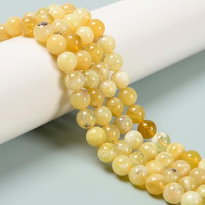 Natural Yellow Opal Smooth Round Beads Size 6mm 8mm 10mm 15.5&#39;&#39; Strand