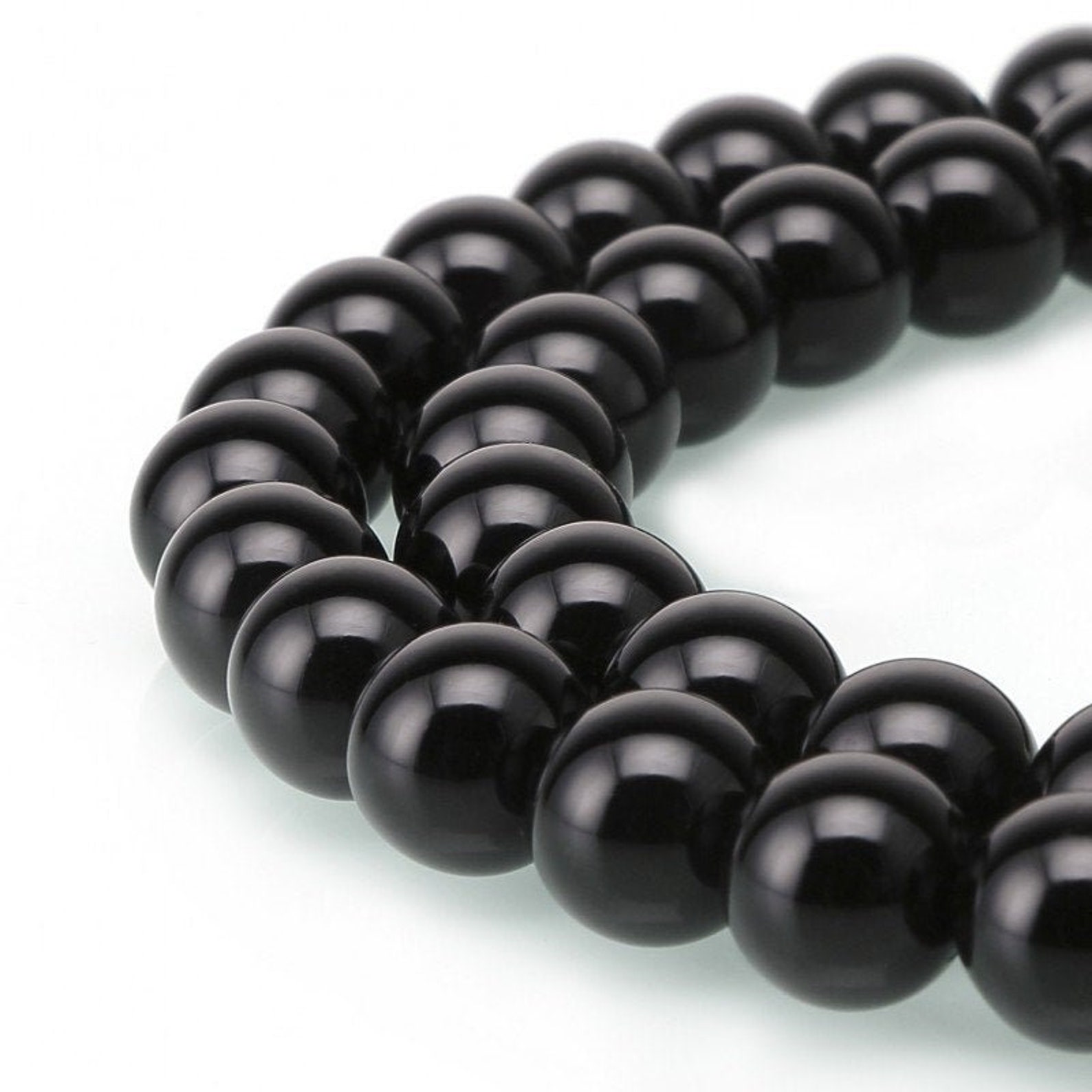 Natural Black Onyx Gemstone Beads – Smooth Round, 6mm 8mm 10mm – Real Crystal Loose Strand For Jewelry Making