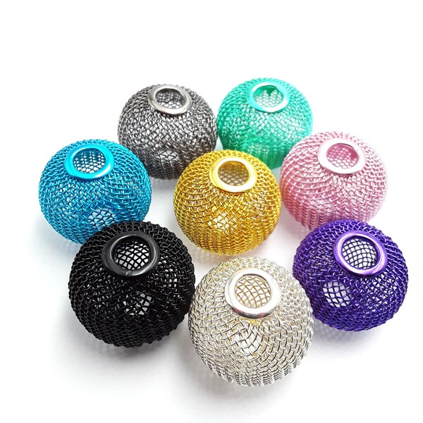 Metal Wire Mesh Ball Beads Size 26x30mm Sold Per Piece