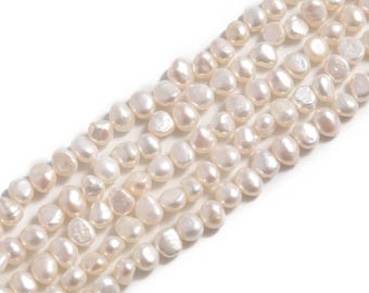 White Fresh Water Pearl Center Drill Nugget Beads 4mm 6mm 8mm 10mm 14" Strand