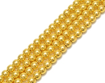 Titanium Gold Hematite Smooth Round Beads 2mm 3mm 4mm 6mm 8mm 10mm 15.5" Strand