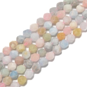 Pink Morganite Faceted Star Cut Beads Size 8mm 15.5&quot; Strand