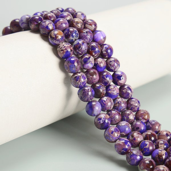 Dark Purple Sea Sediment Jasper Smooth Round Beads 4mm 6mm 8mm 10mm 15.5" Strand