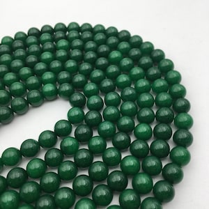 Perles rondes lisses en jade teint en vert massif 4 mm 6 mm 8 mm 10 mm 15,5 po.