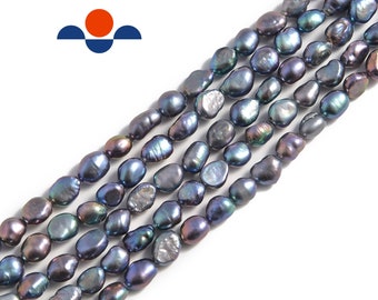 Peacock Fresh Water Pearl Side Drill Nugget Beads 4mm 6mm 8mm 10mm 14" Strand