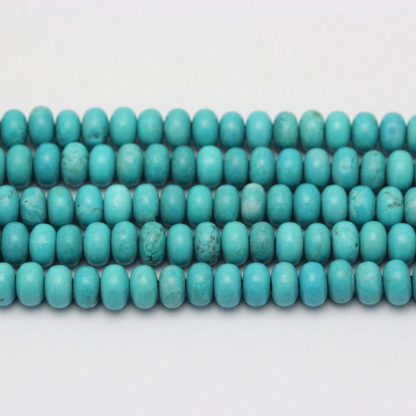 2.0mm Hole Blue Turquoise Smooth Rondelle Beads 5x8mm 6x10mm 8” Strand