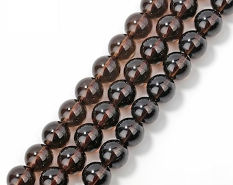Brown Smoky Quartz Smooth Round Beads 4mm 6mm 8mm 10mm 12mm 15.5&quot; Strand