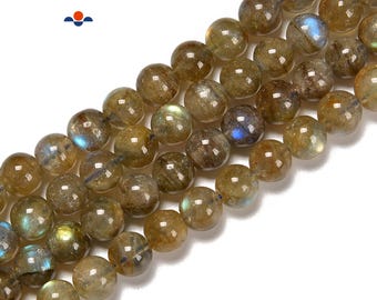 Natural Golden Labradorite Smooth Round Beads Size 3.5 - 10mm 15.5'' Strand