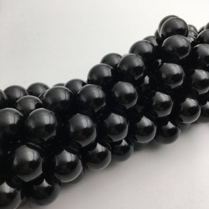 Natural Black Tourmaline Smooth Round Beads 4mm 6mm 8mm 10mm 12mm 14mm 15.5Strd image 4