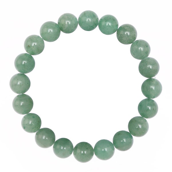 Green Aventurine Bracelet Smooth Round Size 8mm 10mm 7.5" Length