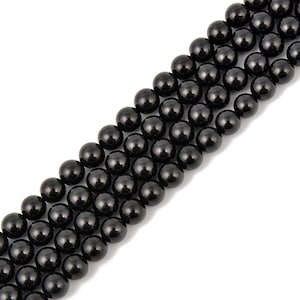 Natural Black Spinel Smooth Round Beads Size 6mm 8mm 10mm 15.5&#39;&#39; Strand