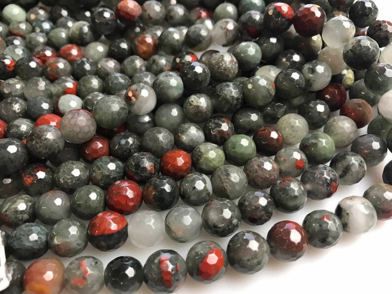 African Bloodstone Faceted Round Beads 6mm 8mm 10mm 15.5 - Etsy
