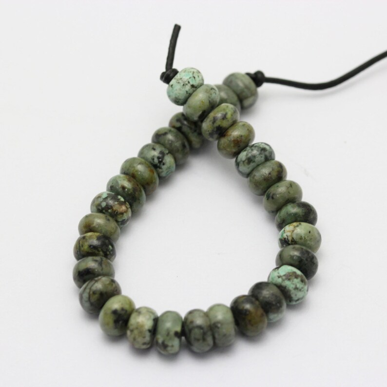 2.0mm Hole African Turquoise Smooth Rondelle Beads 5x8mm 6x10mm 8 Strand