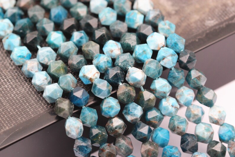 Apatite Faceted Star Cut Beads 8mm 15.5 Strand