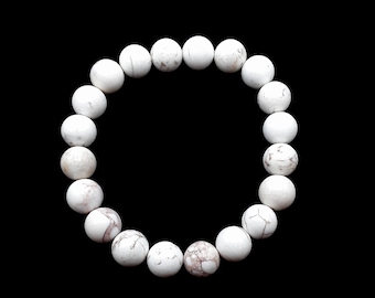 White Turquoise Bracelet Smooth Round Size 8mm 10mm 7.5" Length