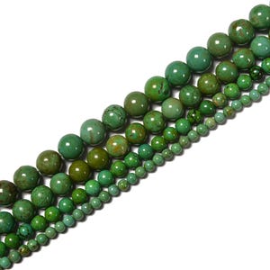 Dark Green Turquoise Smooth Round Beads Size 4mm 6mm 8mm 10mm 15.5'' Strand