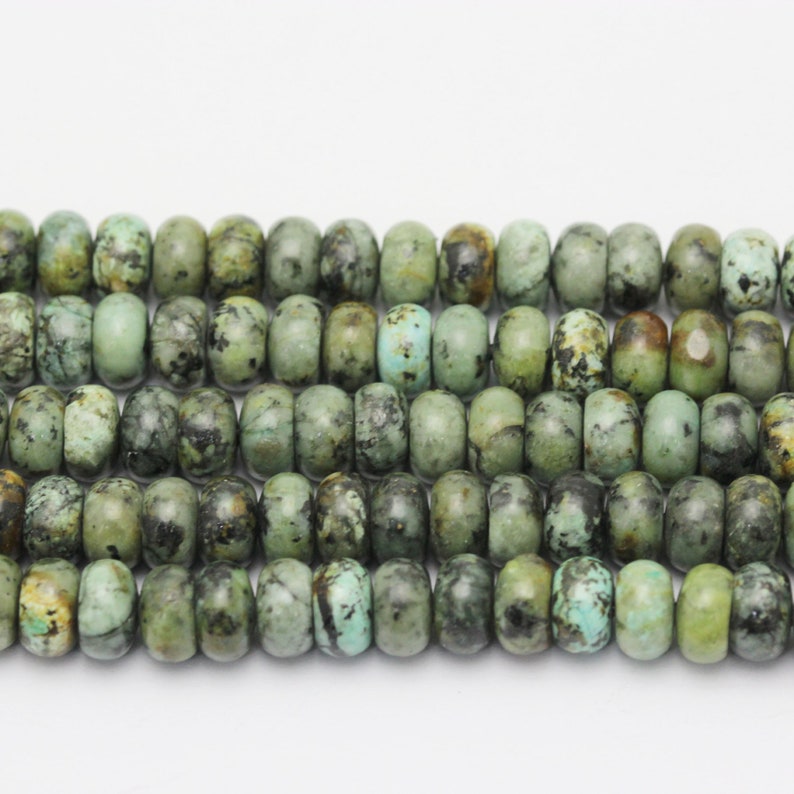 2.0mm Hole African Turquoise Smooth Rondelle Beads 5x8mm 6x10mm 8 Strand