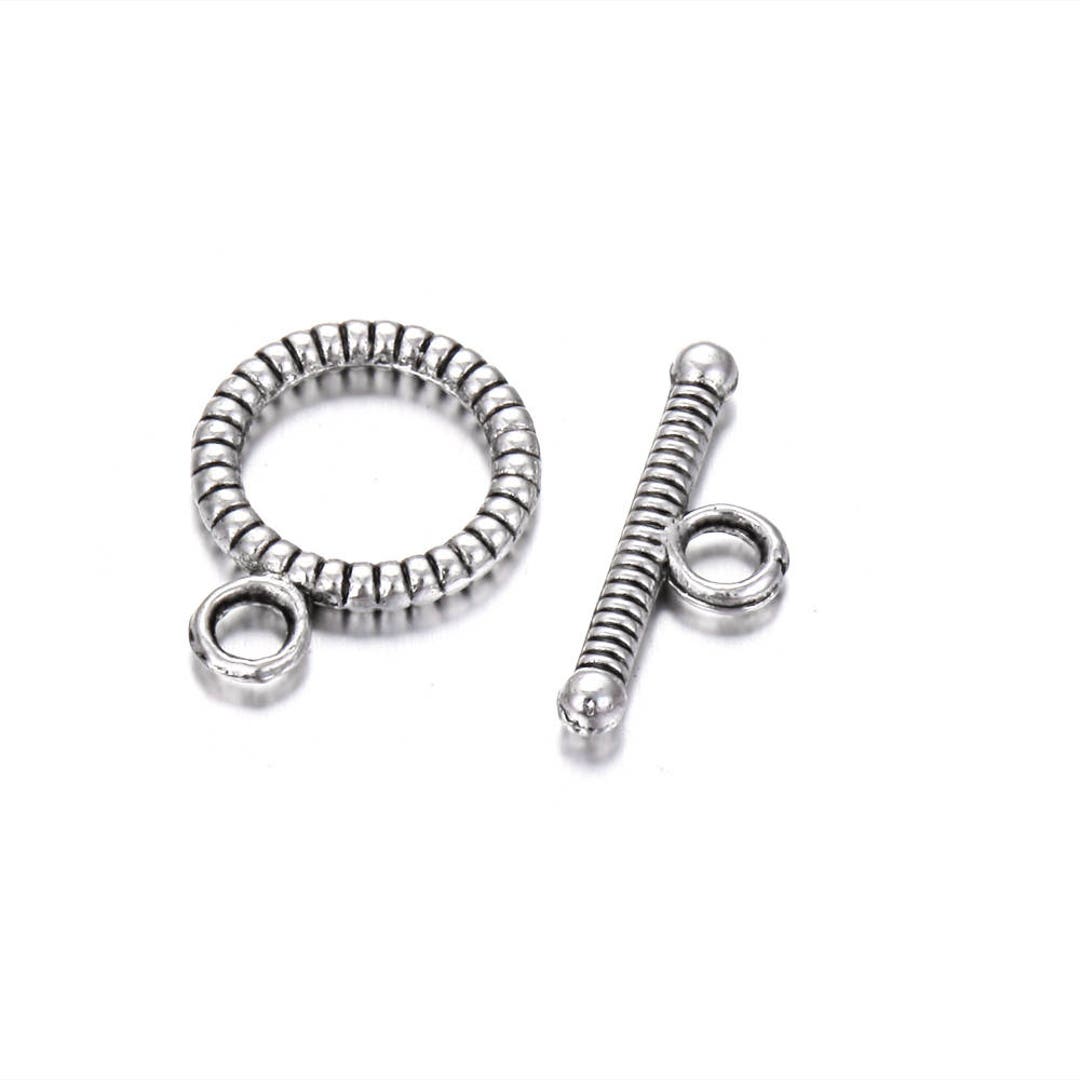 Antisilver Plated Charm Clasp Round Size 10mm 24 Clasps per Etsy