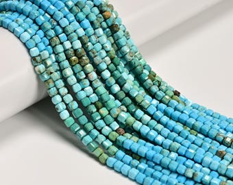 Gradient Turquoise Faceted Cube Beads Size 3mm 4mm 15.5'' Strand