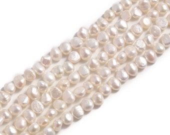 White Fresh Water Pearl Center Drill Nugget Beads 4mm 6mm 8mm 10mm 14" Strand