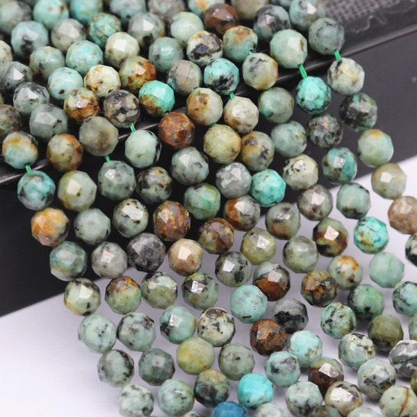 African Turquoise Faceted Round Beads 2mm 3mm 4mm 5mm 15.5" Strand