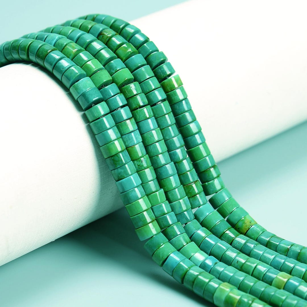 thumbnail image 2 of Blue Green Turquoise Rondelle Beads – 3x6mm & 3x8mm – 15.5 Inch Strand 2 of 6