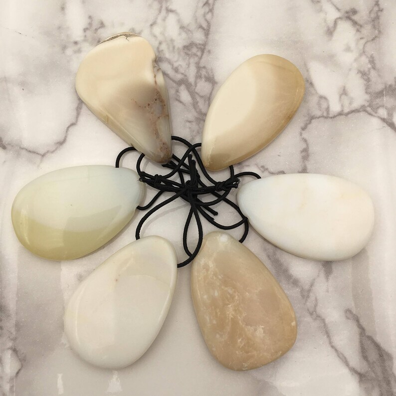 White Opal Pendant Irregular Teardrop Shape Size Approx 25x40mm