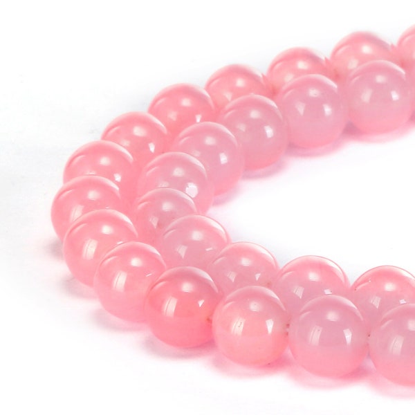 Light Pink Dyed Jade Smooth Round Size 4mm 6mm 8mm 10mm 15.5" Strand