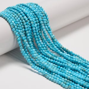 Blue Turquoise Faceted Round Beads Size 2mm 3mm 4mm 15.5" Strand