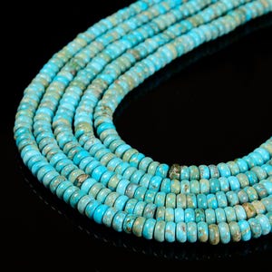 Light Blue Sea Sediment Jasper Smooth Rondelle Beads 3x6mm 3x10mm 15.5&#39;&#39; Strand