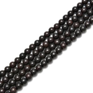 Natural Black Sandalwood Smooth Round Beads 6mm 8mm 10mm 12mm 15.5&quot; Strand