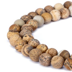 Picture Jasper Matte Round Beads 4mm 6mm 8mm 10mm 12mm 15.5&quot; Strand
