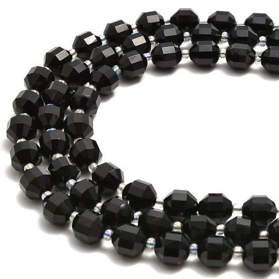 8 Stunning Star Cut Round Black Onyx Gemstone beads 11-12 mm 8 Stunning Star Cut Round Black Onyx Gemstone beads 11-12 mm