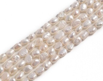 White Fresh Water Pearl Side Drill Nugget Beads 4mm 6mm 8mm 10mm 14" Strand