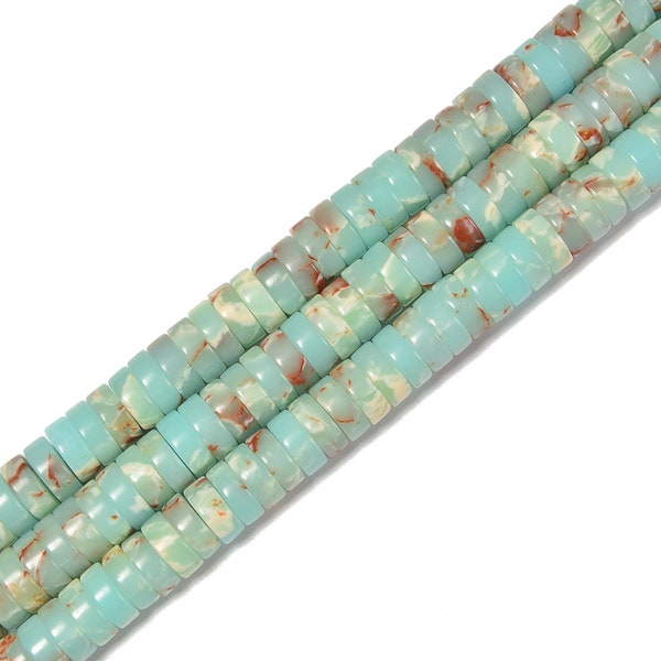 Light Green Aqua Terra Jasper Heishi Disc Beads 2x4mm 2x6mm 3x8mm 15.5'' Strand