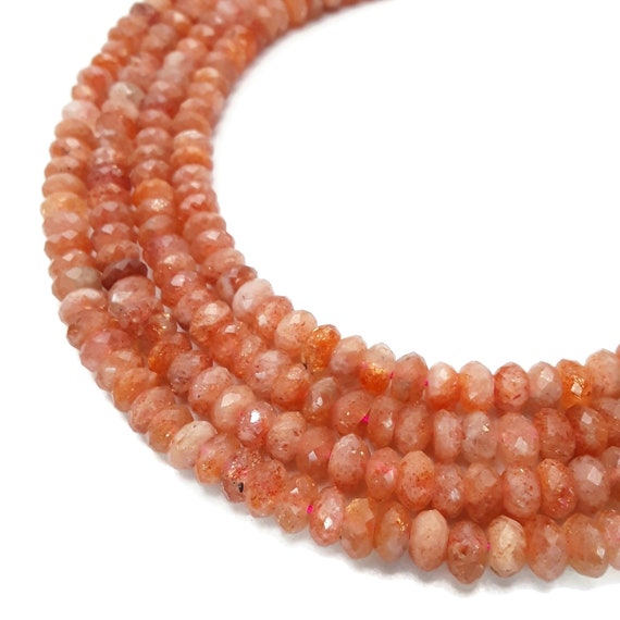 Smooth Sunstone Rondelle Beads, Rainbow Lattice Sunstone, Orange Gemstone  Beads, Smooth Gem Beads for Rainbow Knotted Necklace R-SUN2 