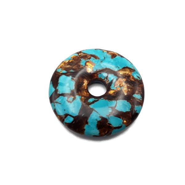 Bronzite Turquoise Donut Circle Pendant Size 50mm Sold Per Piece