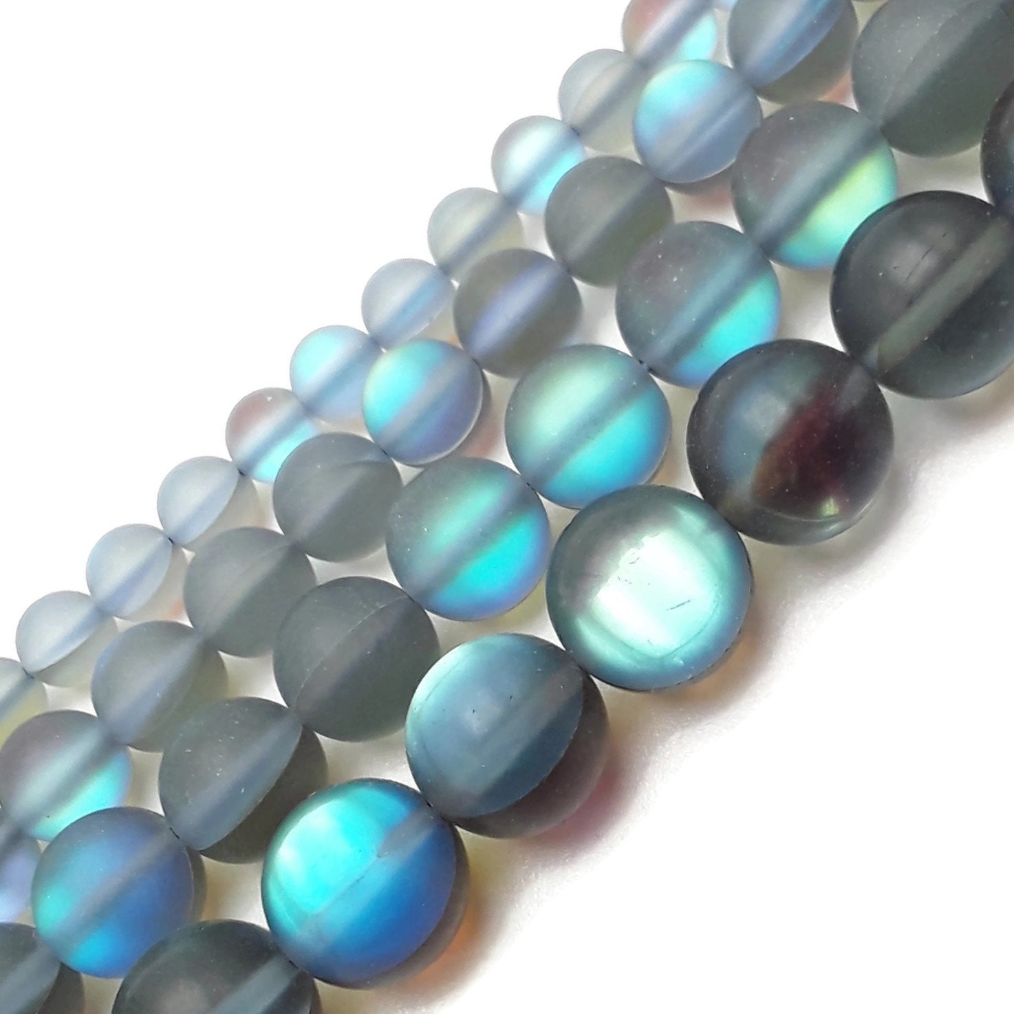 Black Blue Mystic Mermaid Glass Smooth Round Beads 6mm 8mm 10mm 12mm 15.5Strand