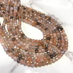 Natural Multi-Color Moonstone Faceted Rondelle Beads 2x3mm 3x4mm 15.5" Strand