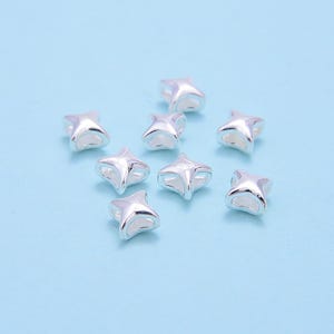 925 Sterling Silver Hollow Four-pointed Star Beads Size 5mm 6 Pieces Per Bag