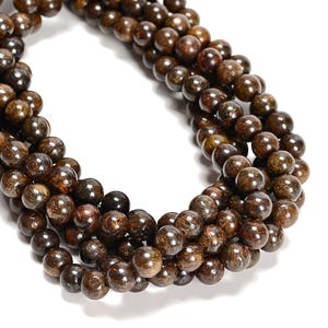 Natural Bronzite Smooth Round Beads Size 6mm 8mm 10mm 15.5&quot; Strand