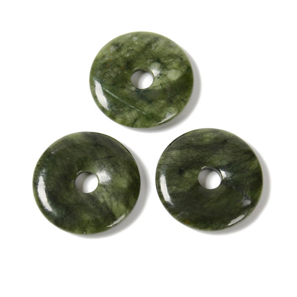 Natural Chinese Green Jade Donut Circle Pendant Size 40mm 50mm Sold by Piece