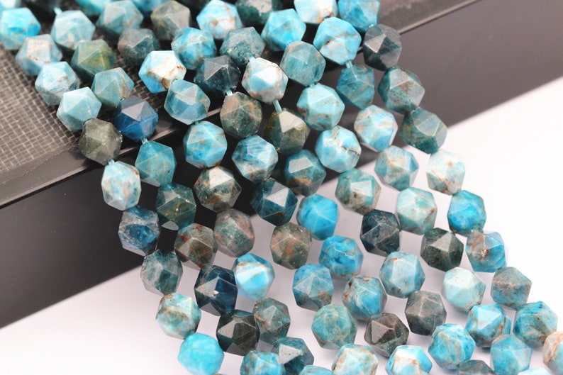 Apatite Faceted Star Cut Beads 8mm 15.5 Strand